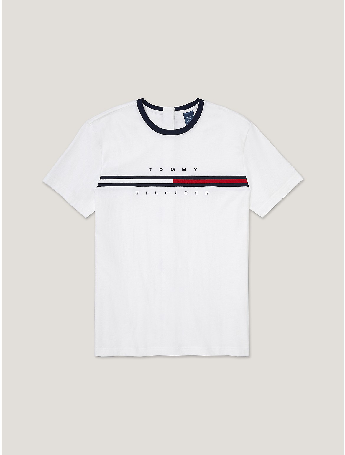 Tommy Hilfiger Seated Fit Signature Stripe T In Optic White