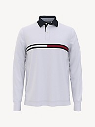 타미 힐피거 Tommy Hilfiger Regular Fit Long-Sleeve Logo Polo,FRESH WHITE