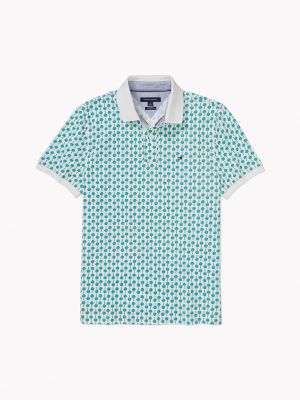 Tommy Hilfiger Men's Adaptive Custom Fit Palm Tree Polo Bright White - S