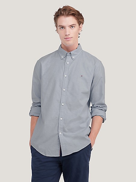타미 힐피거 TOMMY HILFIGER Custom Fit Essential Stretch Solid Oxford Shirt,PROVENCE