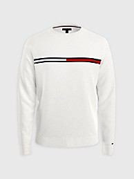 타미 힐피거 Tommy Hilfiger Essential Bar Flag Sweater,B2561 WHITE HEATHER