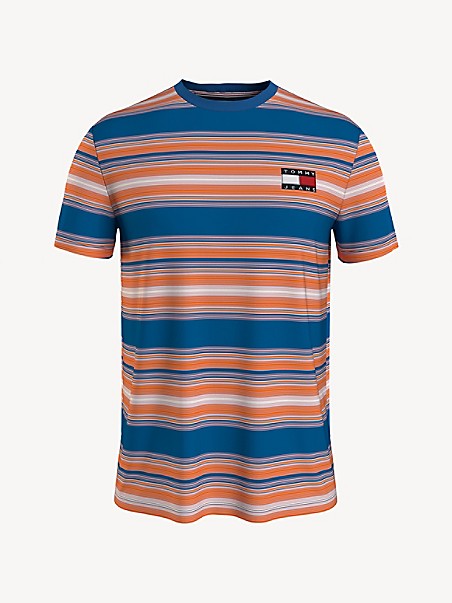 타미 진스 반팔티 TOMMY JEANS Stripe Flag T-Shirt,BLUE ORANGE CRAZE