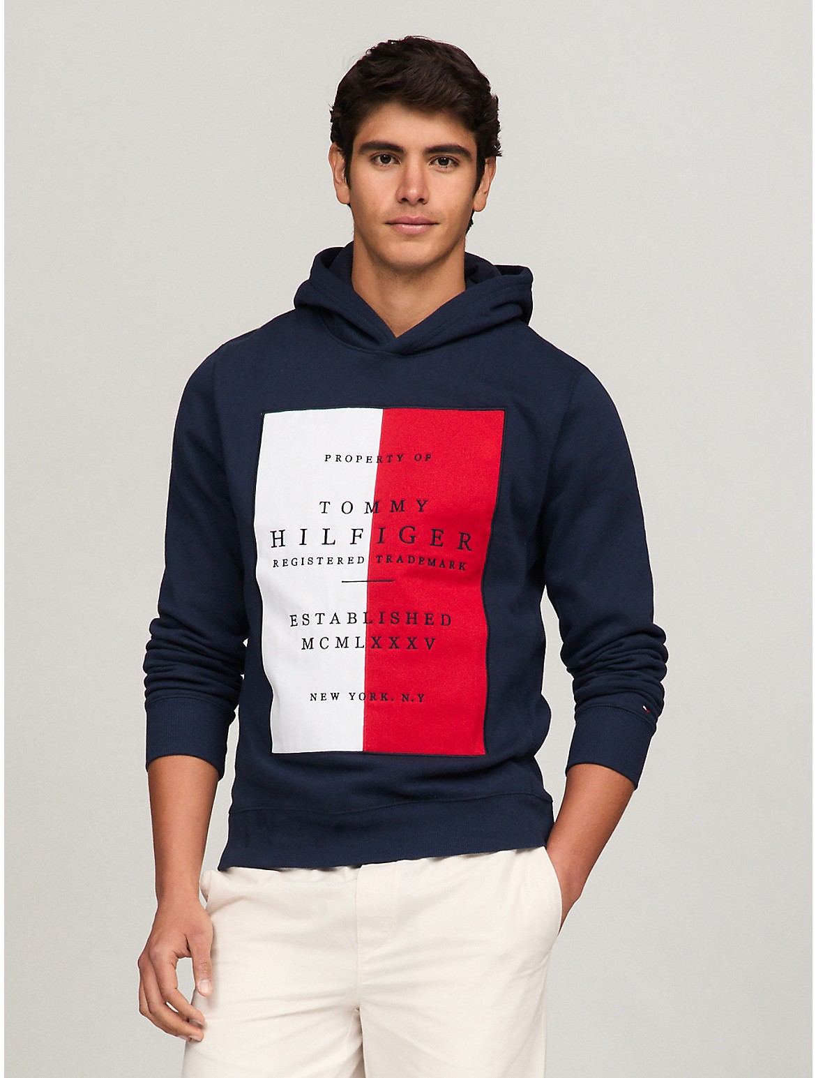 Tommy Hilfiger Hilfiger Embroidered Patch Hoodie In Blue