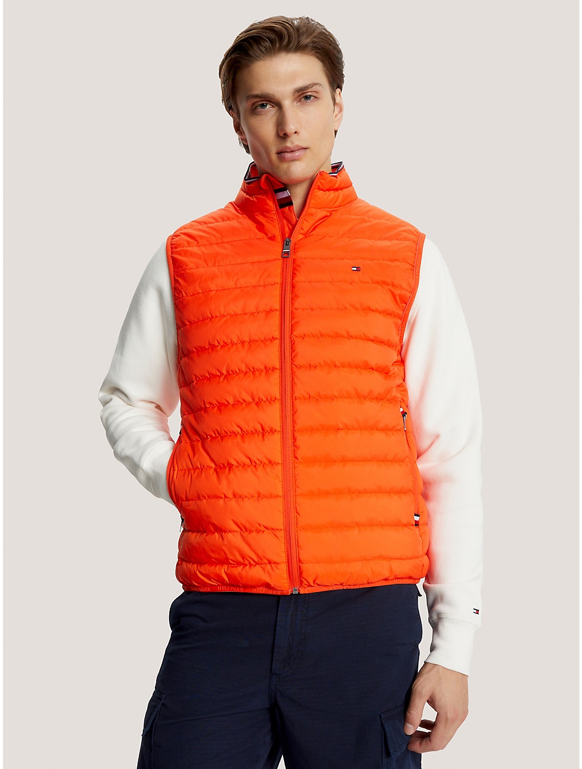 Tommy Hilfiger Men's Recycled Packable Vest - Orange - L