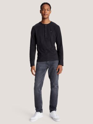 Essentials Men's Slim-Fit Long-Sleeve Henley Shirt, Black, Small :  : Clothing, Shoes & Accessories