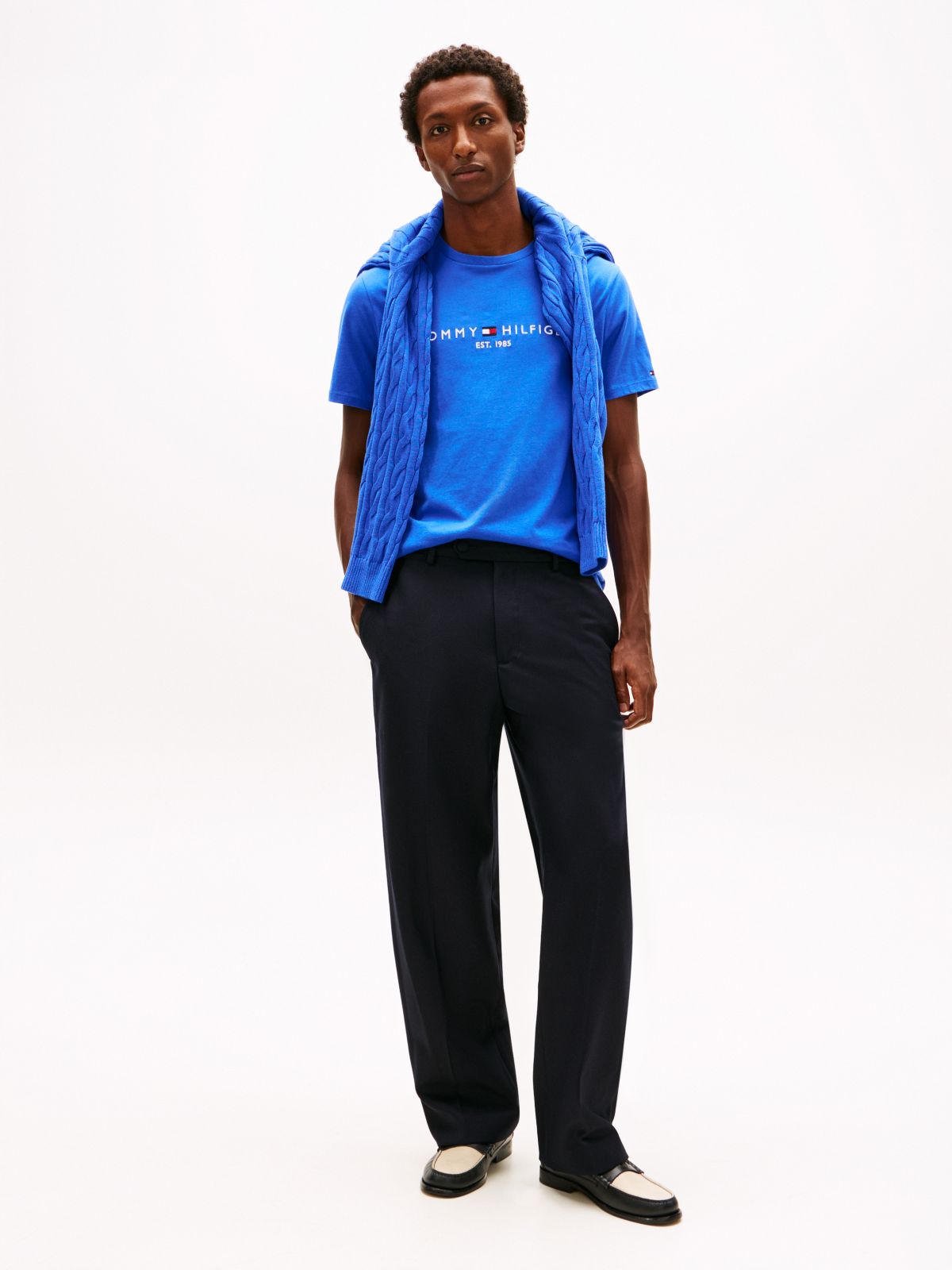 Embroidered Tommy Logo T-Shirt — Dazzling Blue
