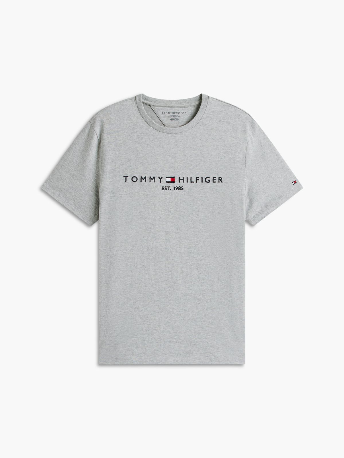 Embroidered Tommy Logo T-Shirt — Grey Heather