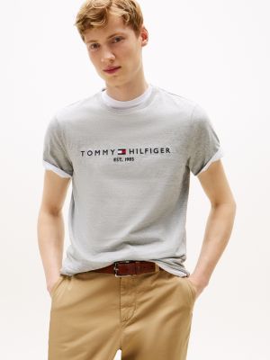 Embroidered Tommy Logo T-Shirt, Grey Heather