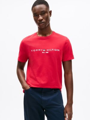 Embroidered Tommy Logo T-Shirt, Primary Red