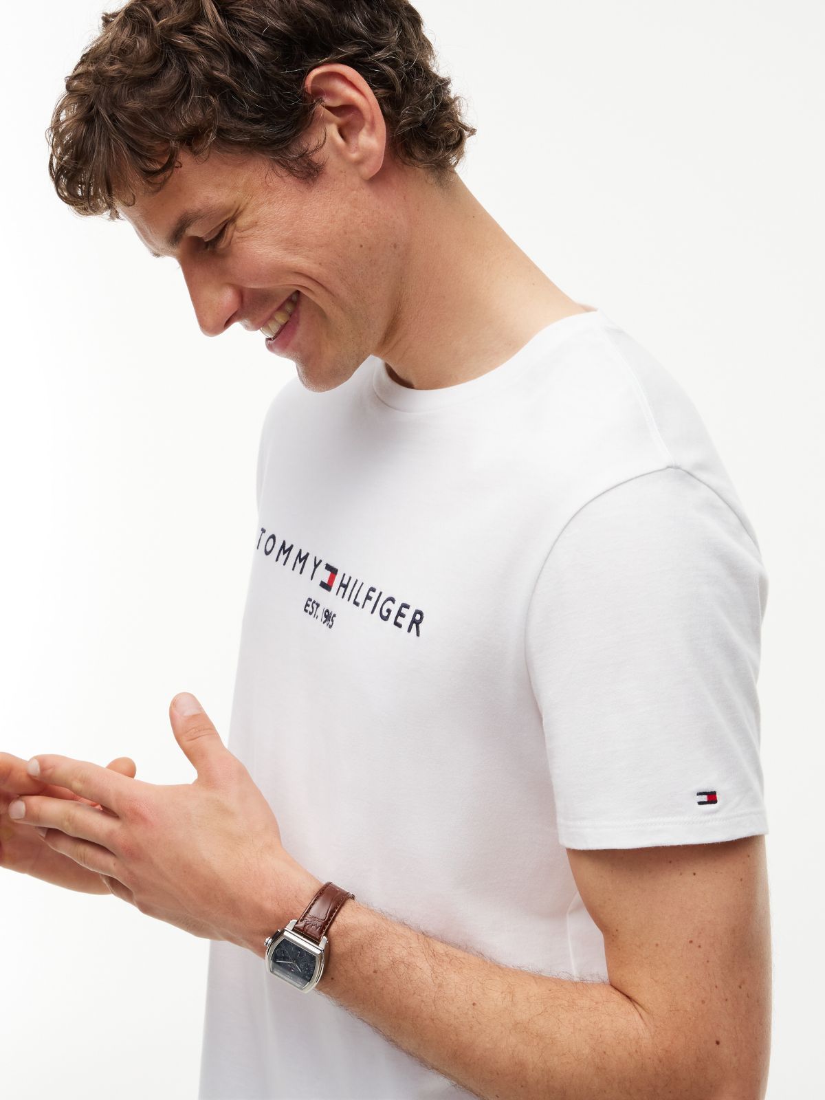 Embroidered Tommy Logo T-Shirt — Fresh White