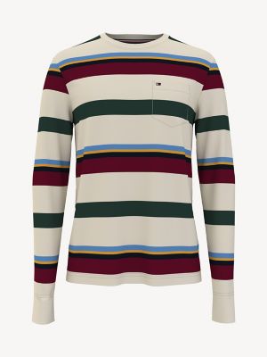 Stripe Long-Sleeve T-Shirt, White Suede