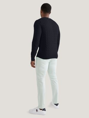 Solid Cable Crewneck Sweater, Navy