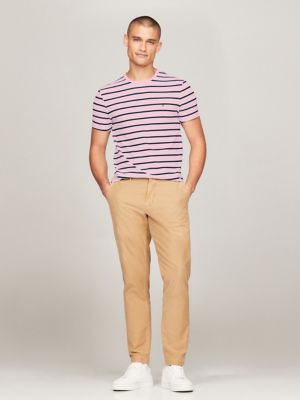 Slim Fit Premium Stretch Stripe T-Shirt, Simple Pink