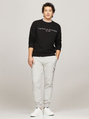 Embroidered Tommy Logo Sweatshirt, Black