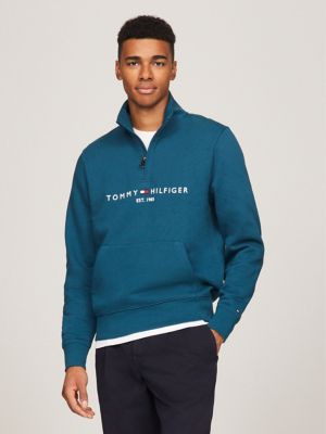 Embroidered Tommy Logo Quarter-Zip, Deep Voyage