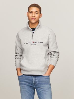 Tommy Hilfiger embroidered logo half zip sweatshirt in navy