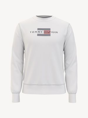 Tommy Hilfiger Us Flag Logo Sweatshirt in White