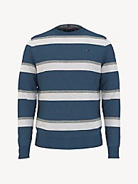 타미 힐피거 Tommy Hilfiger Stripe Crewneck Sweater,LIBERTY BLUE