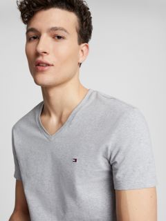 Slim Fit Solid V-Neck T-Shirt — Grey Heather 3