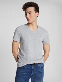 Slim Fit Solid V-Neck T-Shirt — Grey Heather 1