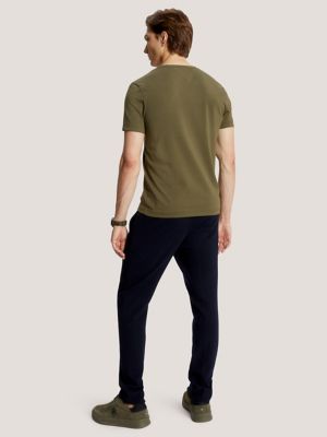 Slim Fit Solid V-Neck T-Shirt, Army Green