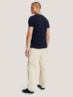 Slim Fit Solid V-Neck T-Shirt, Navy