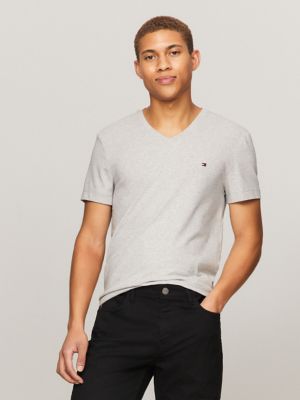 Slim Fit Solid V-Neck T-Shirt, Grey Heather