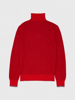 Quarter-Zip Solid Sweater, Primary Red