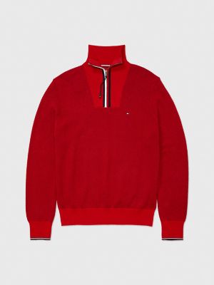 Quarter-Zip Solid Sweater, Primary Red