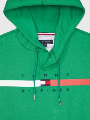 Tommy hilfiger icon stripe logo print hoodie in navy sale