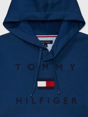 Tommy Hilfiger Men's Long Sleeve Fleece Flag Pullover Hoodie