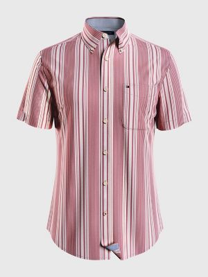 Regular Fit Wide Stripe Short-Sleeve Shirt, Red Fascination