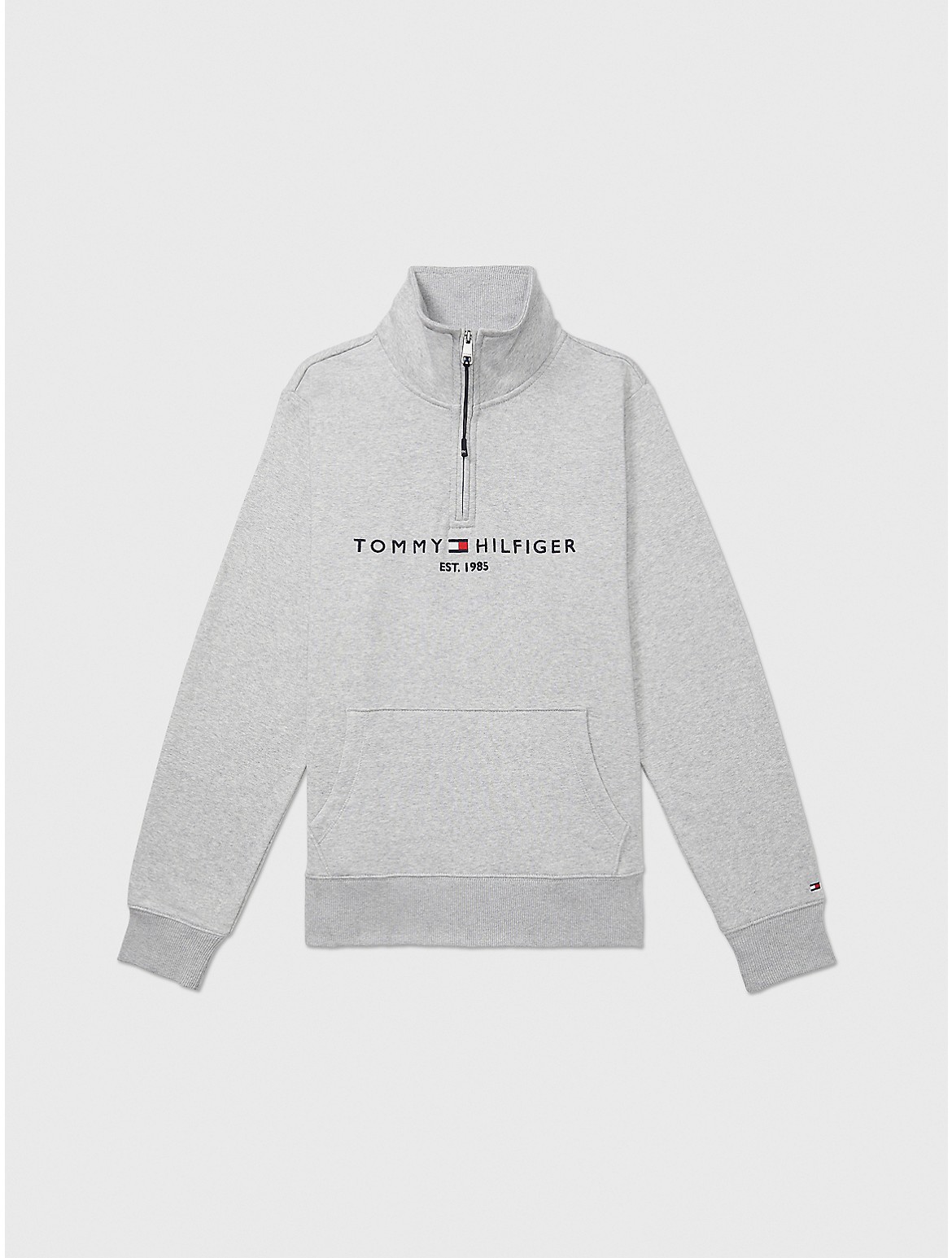 Shop Tommy Hilfiger Mockneck Logo Sweatshirt In Grey Heather