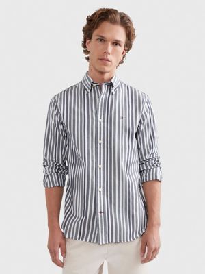 Camisa Larga Hombre Tommy Hilfiger Custom Fit Stripes T ✓