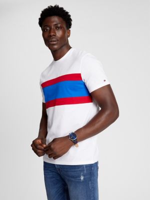 Tommy Hilfiger Race Stripe T Shirt Blue and White