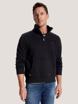 Solid Quarter-Zip Sweatshirt, Black