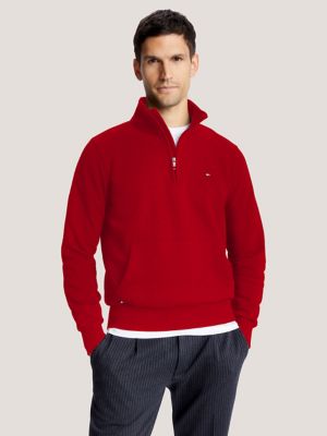 Tommy Hilfiger Men s Solid Quarter Zip Sweatshirt Red S