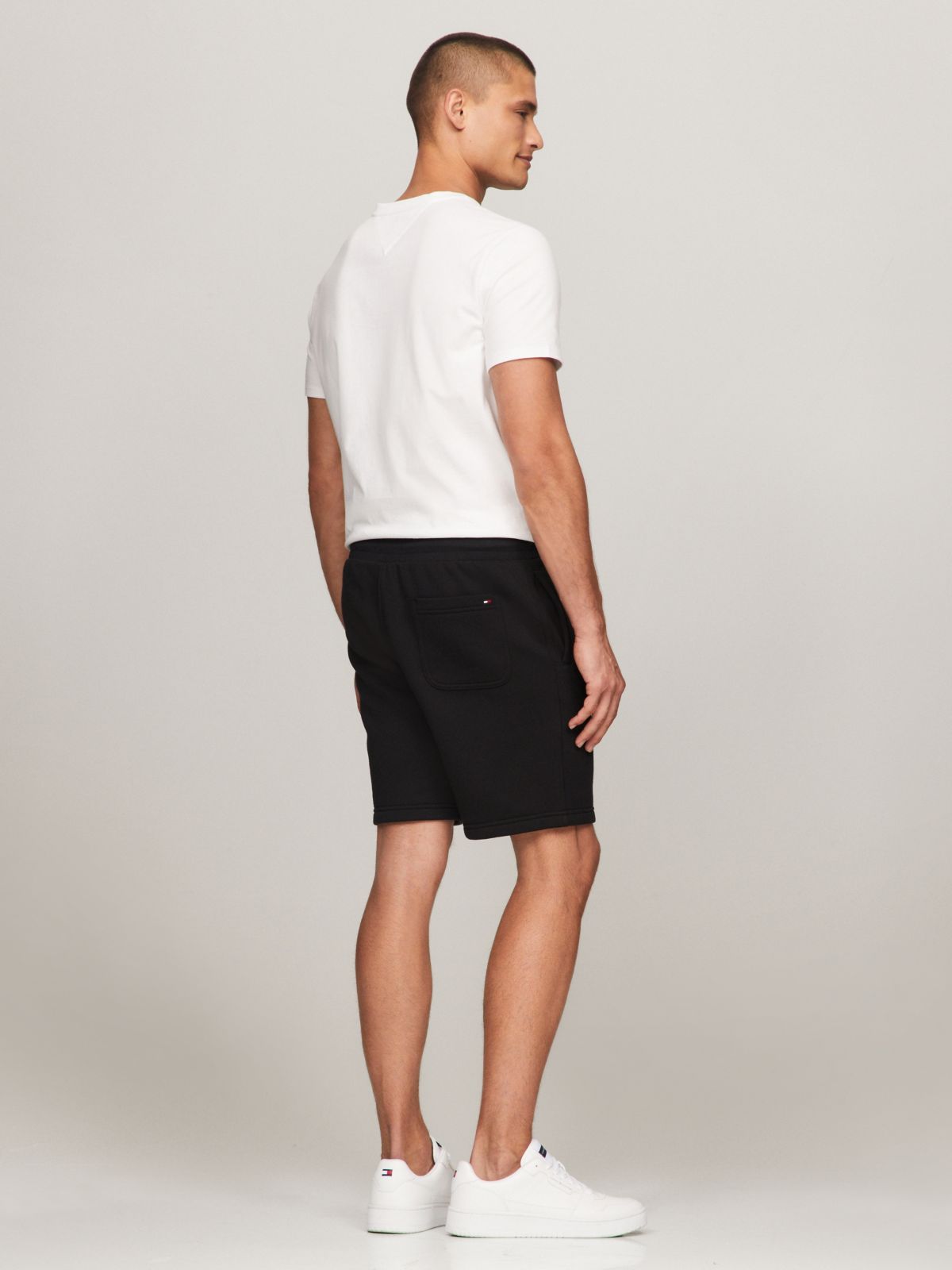 Embroidered Tommy Logo Sweatshort — Black