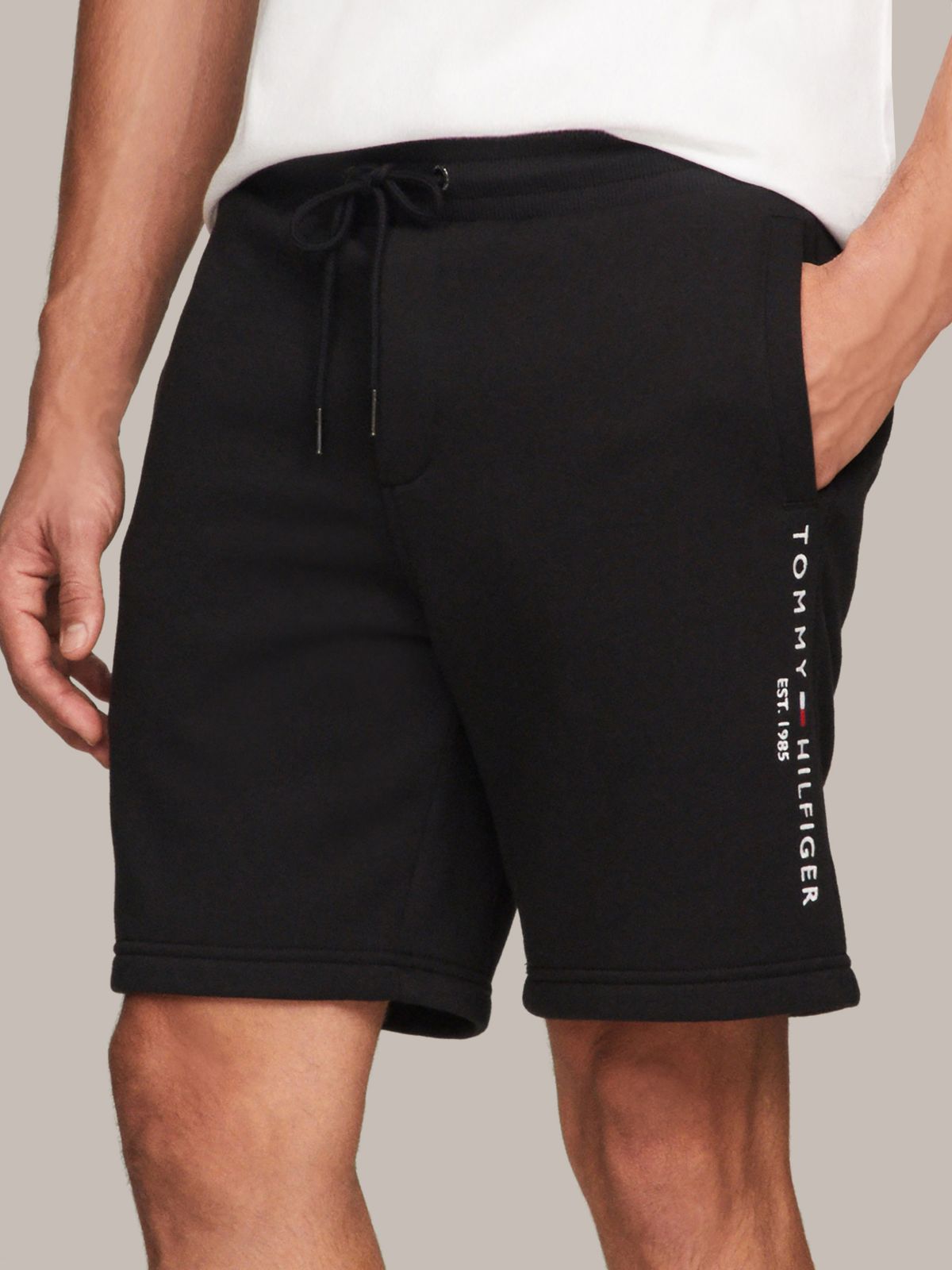 Embroidered Tommy Logo Sweatshort — Black