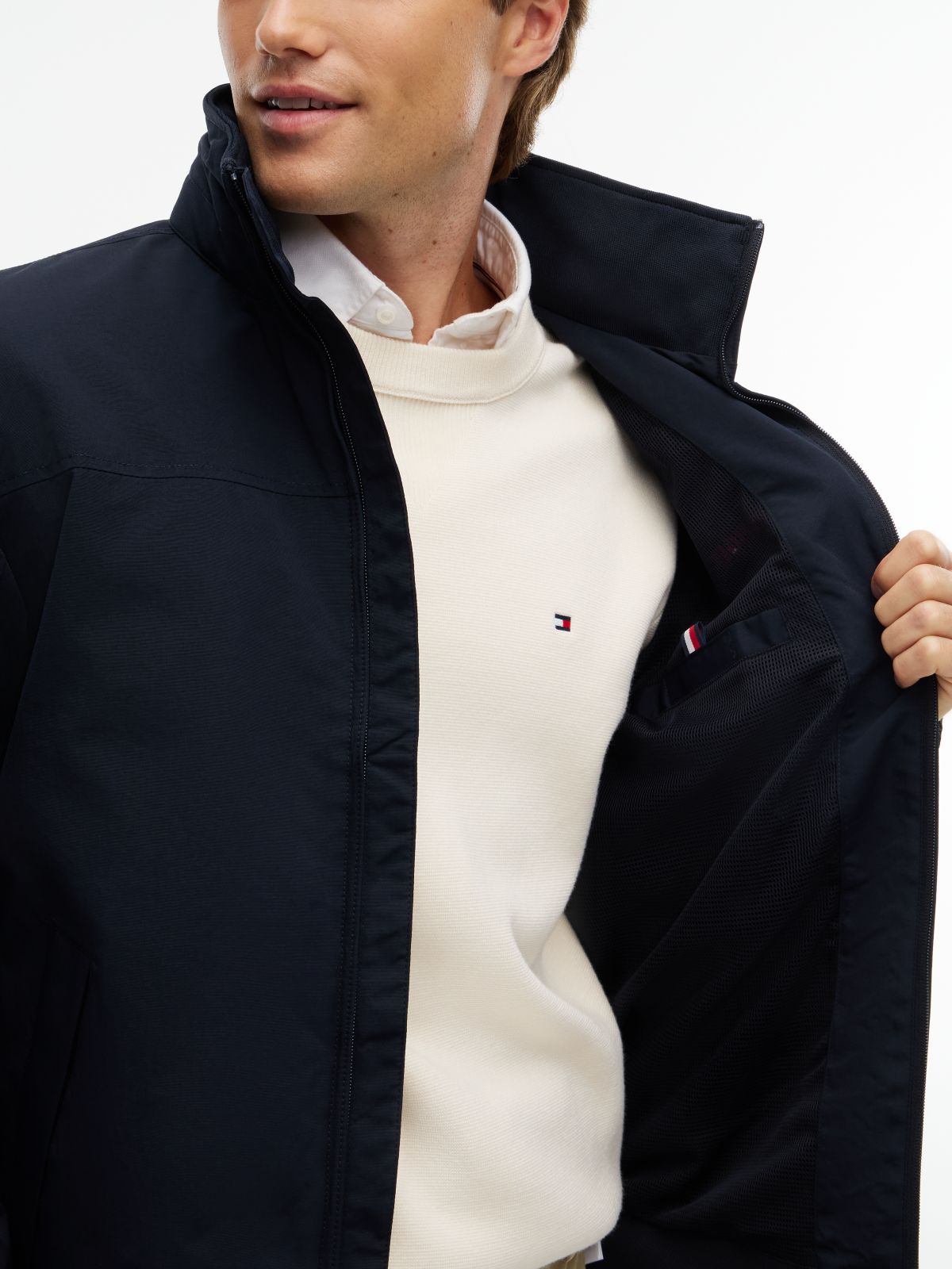 Water-Resistant Hooded Regatta Jacket — Navy Blue