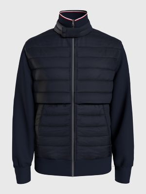 Tommy Hilfiger Mixed Media Zip Sweatshirt Jacket Navy