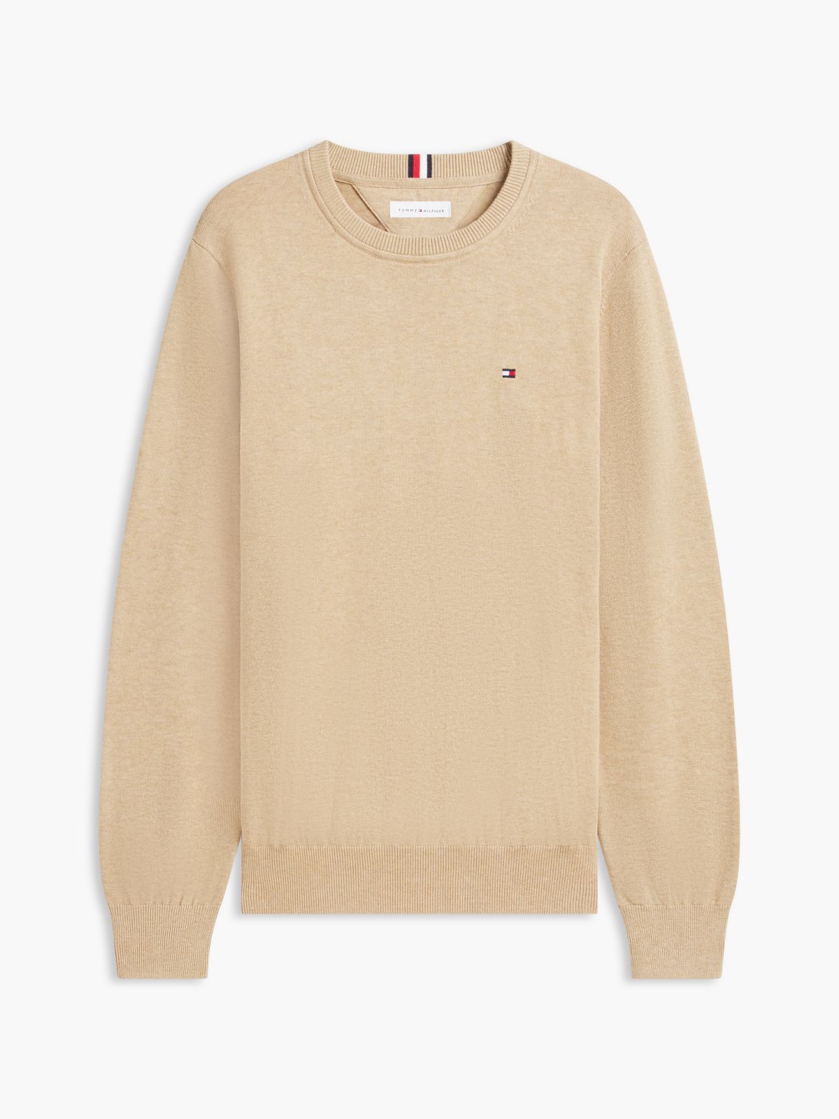 Solid Crewneck Sweater — Beige