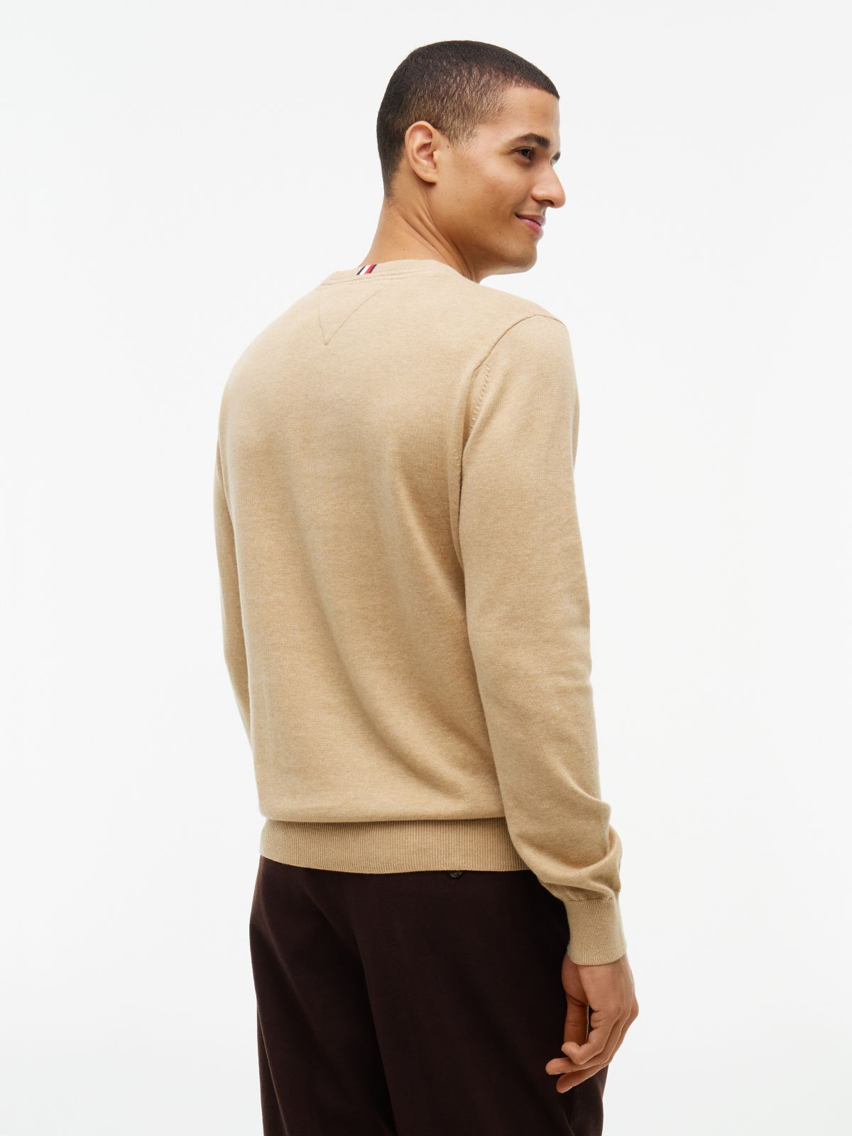 Solid Crewneck Sweater — Beige