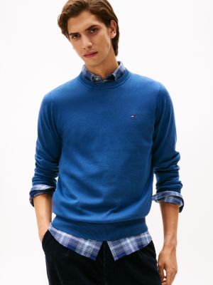 Classic Crewneck Sweater, Fossil Blue
