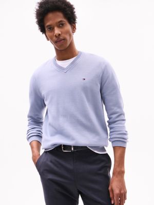 Solid Logo V-Neck Sweater, Rich Grey