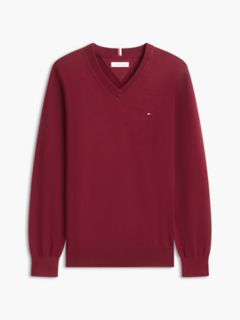 Solid Logo V-Neck Sweater — Burgundy 5