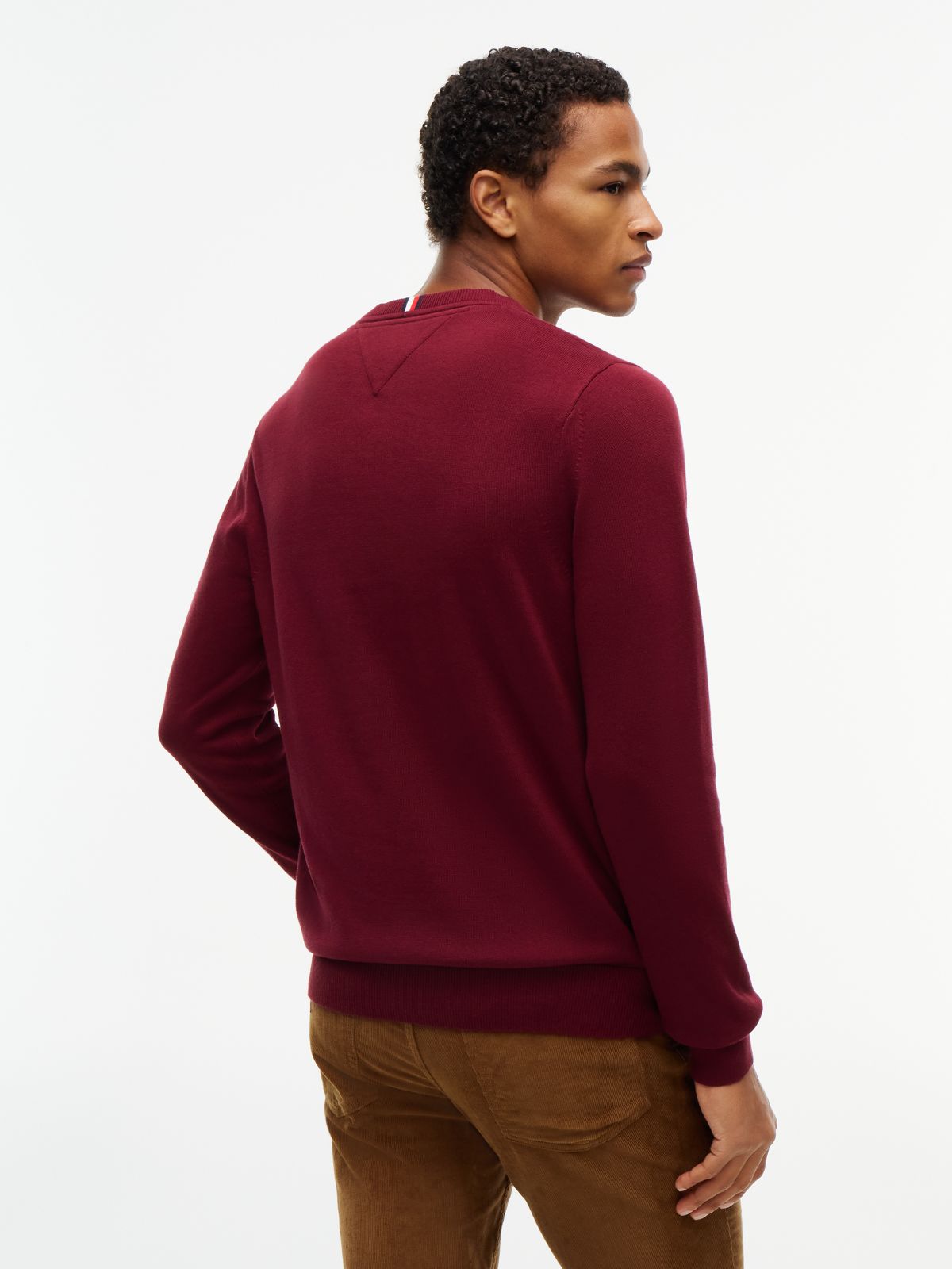 Solid Logo V-Neck Sweater — Burgundy
