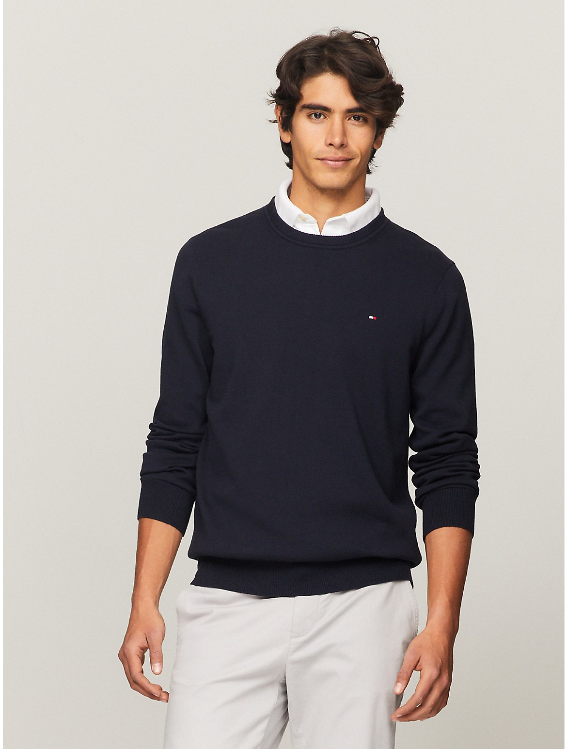 Tommy Hilfiger Solid Crewneck Sweater In Navy