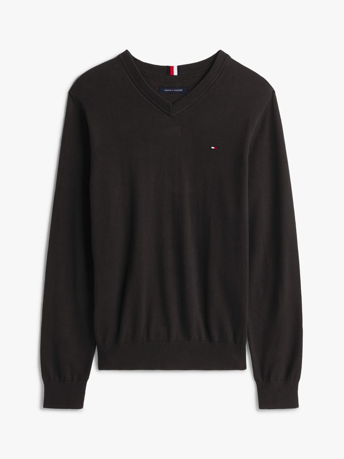 Solid Logo V-Neck Sweater — Black