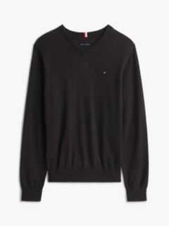 Solid Logo V-Neck Sweater — Black 5